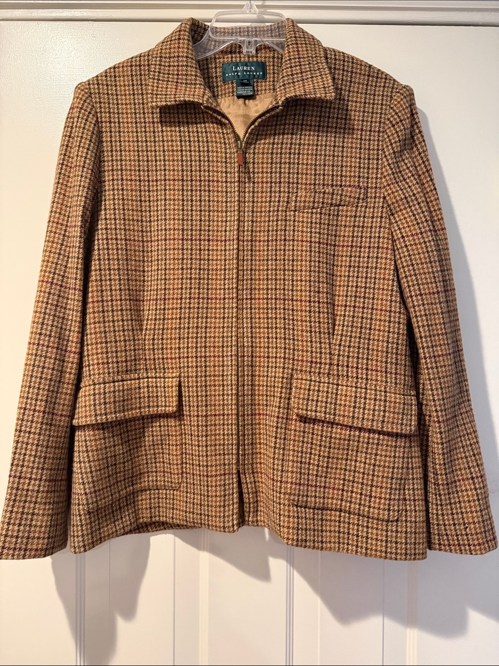 VTG Ralph Lauren WOOL Glen Plaid Check Equestrian Riding Jacket Horse Buttons 14